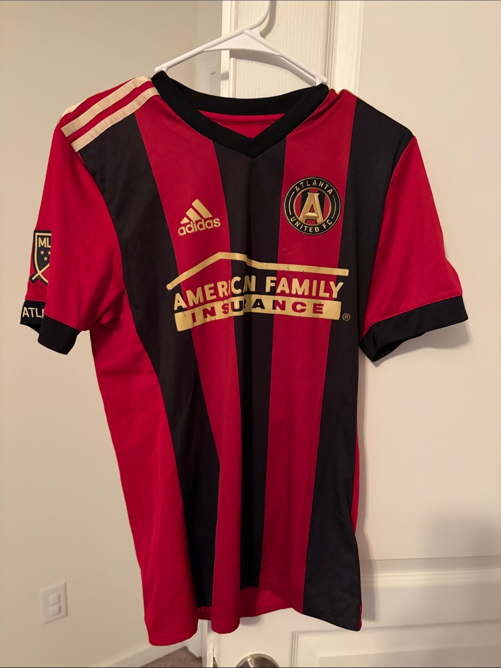 adidas Men’s 2017 Atlanta United FC Jersey in Red and Black with Gold Accents